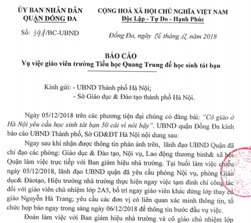 Thành lập Đoàn thanh tra xác minh sự việc cô giáo để HS tát bạn - Ảnh minh hoạ 2