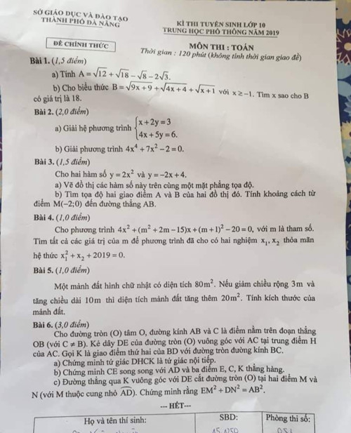 Đề thi môn Toán vào lớp 10 của Đà Nẵng có tính phân hóa cao - Ảnh minh hoạ 2