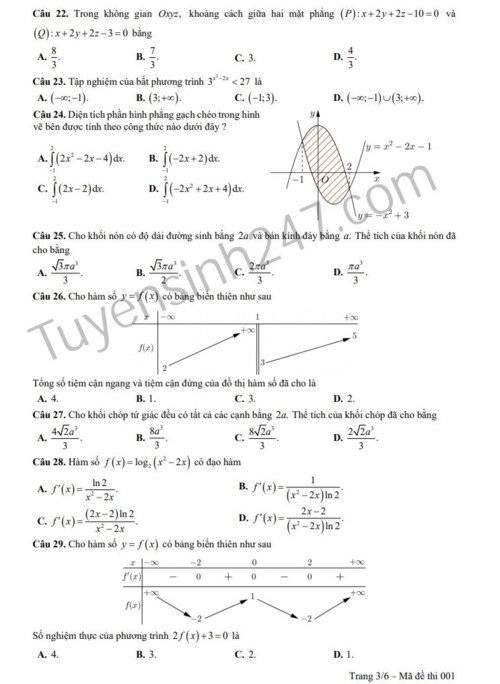 Đề thi và lời giải môn Toán Kỳ thi THPT quốc gia 2019 - Ảnh minh hoạ 9