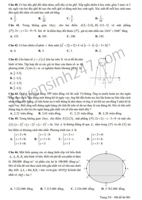 Đề thi và lời giải môn Toán Kỳ thi THPT quốc gia 2019 - Ảnh minh hoạ 11