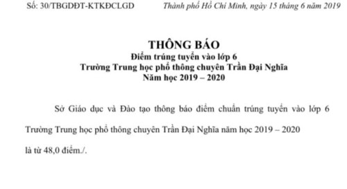 Công bố điểm chuẩn trúng tuyển vào lớp 6 Trường Trần Đại Nghĩa - Ảnh minh hoạ 2