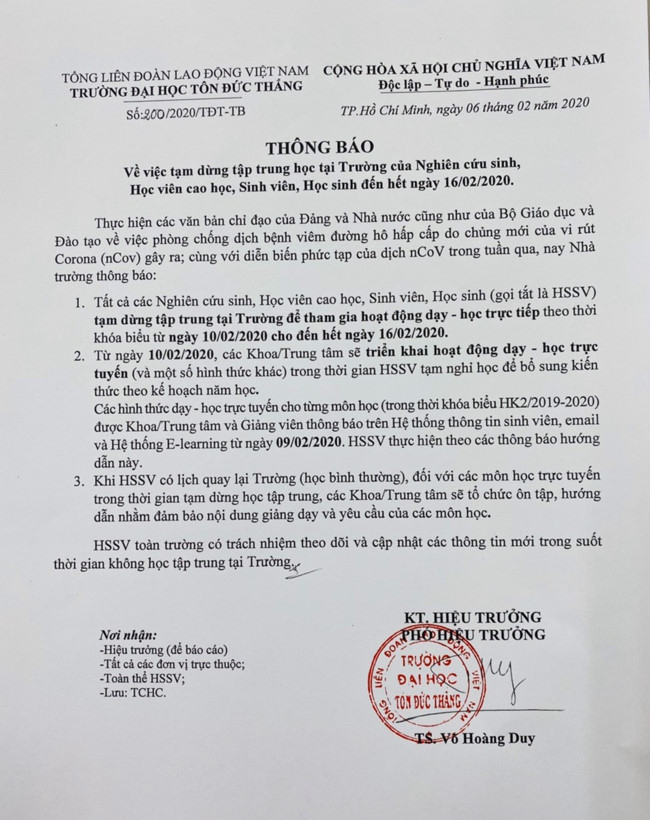 Phòng chống dịch cúm corona: Trường ĐH Tôn Đức Thắng dạy - học trực tuyến - Ảnh minh hoạ 2