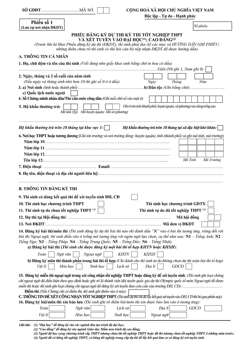 Sử dụng thống nhất Phiếu đăng ký dự thi tốt nghiệp THPT và xét tuyển ĐH, CĐ - Ảnh minh hoạ 4