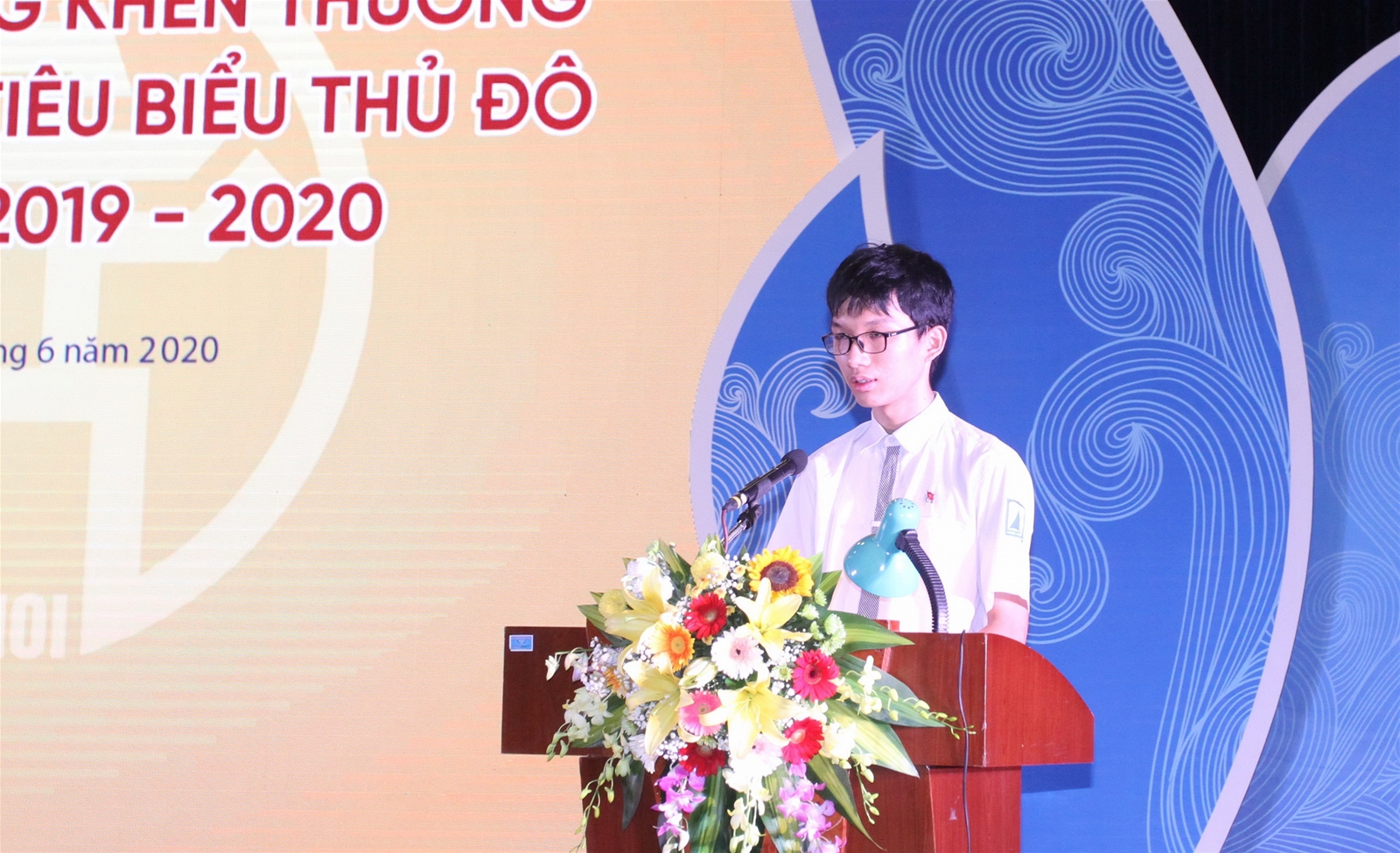 Em Nguyễn Mạnh Quân- Đại diện học sinh Hà Nội phát biểu tại buổi lễ