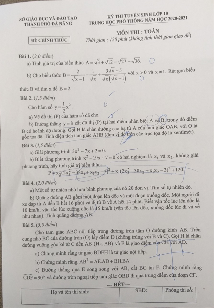 Đà Nẵng:  Đề Toán thi vào 10 buộc tính toán nhiều, mức độ phân hóa cao - Ảnh minh hoạ 2