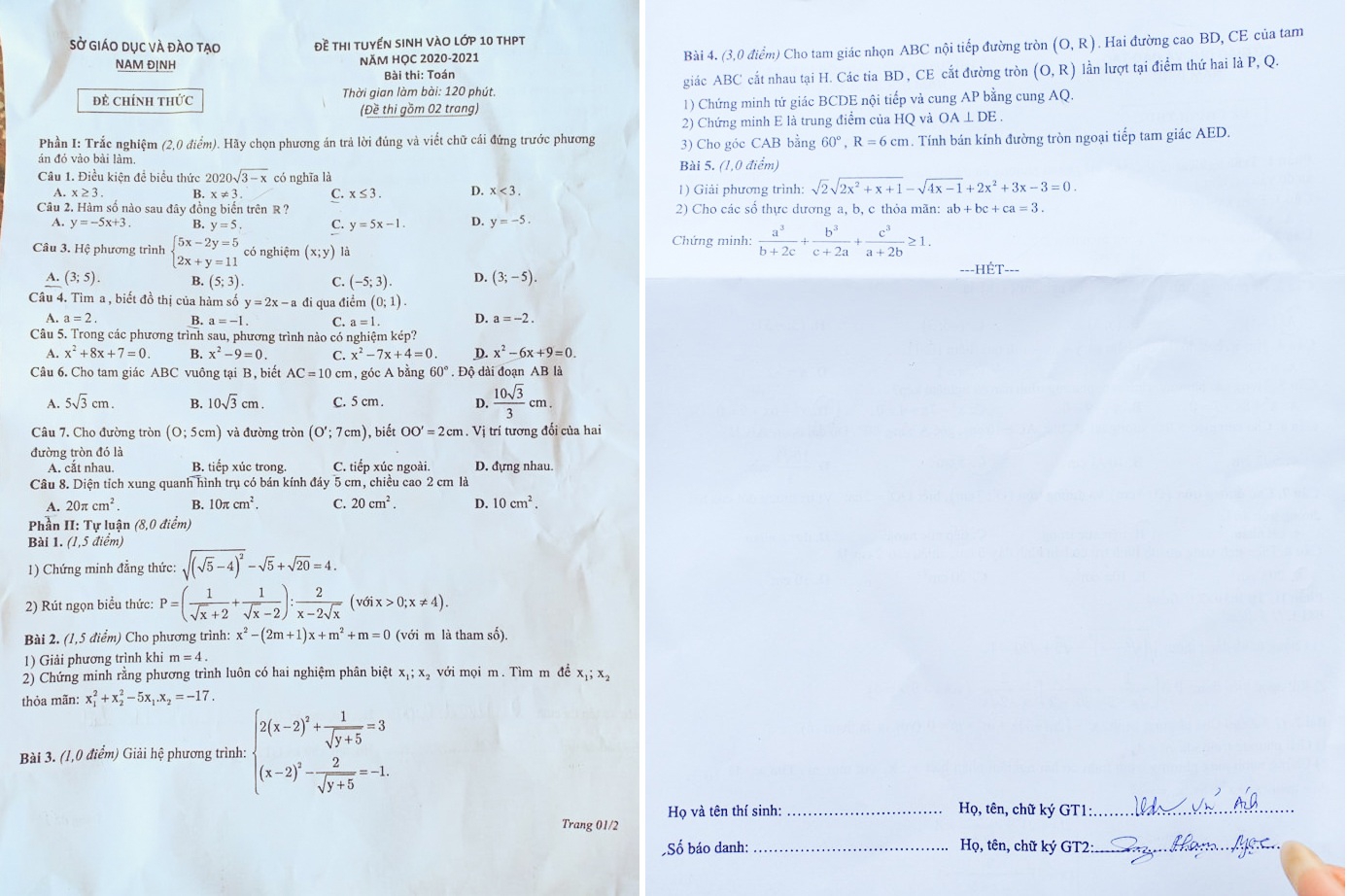 Nam Định: 24 nghìn thí sinh hoàn thành kỳ thi vào lớp 10