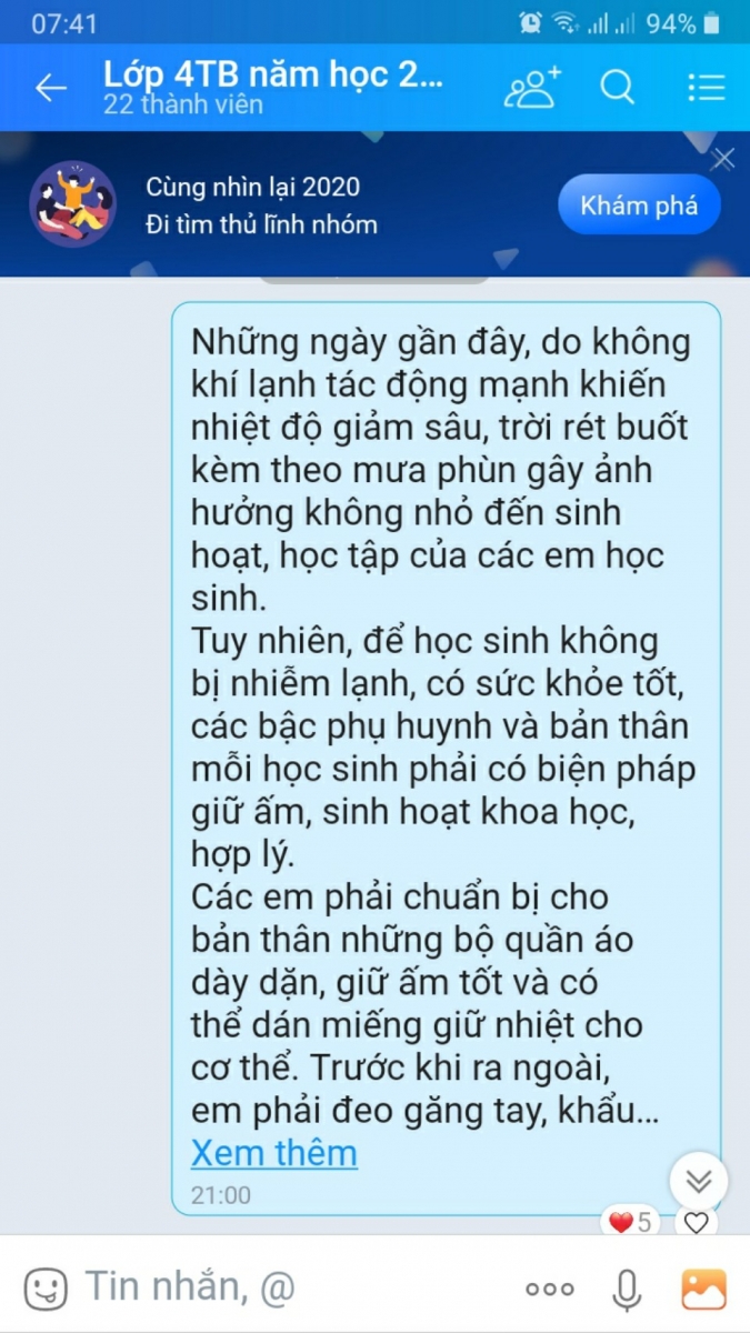 Trường học sử dụng nhóm zalo, viber tuyên truyền phòng chống rét - Ảnh minh hoạ 2