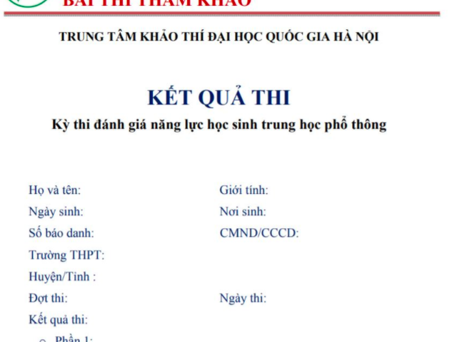 ĐHQG Hà Nội công bố đề tham khảo kỳ thi đánh giá năng lực HS THPT năm 2021