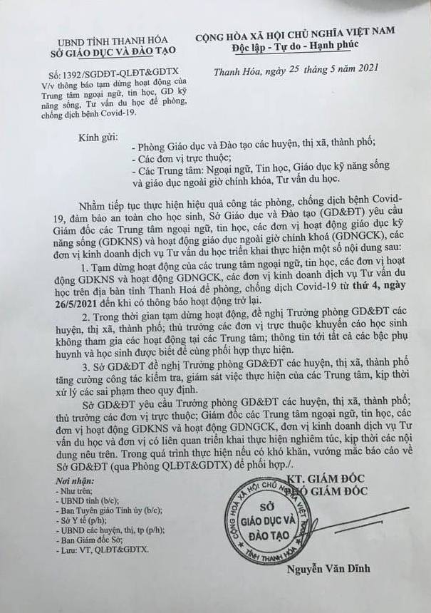 Thanh Hóa: Các trung tâm ngoại ngữ, tin học, kỹ năng sống... tạm dừng hoạt động - Ảnh minh hoạ 2