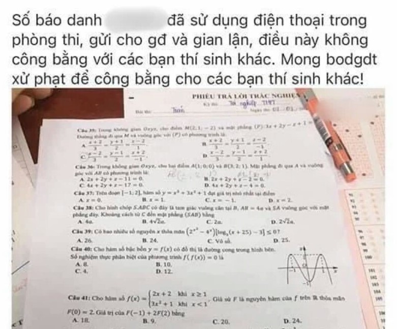 Thí sinh Quảng Bình mang điện thoại vào phòng thi, đề toán lọt ra ngoài