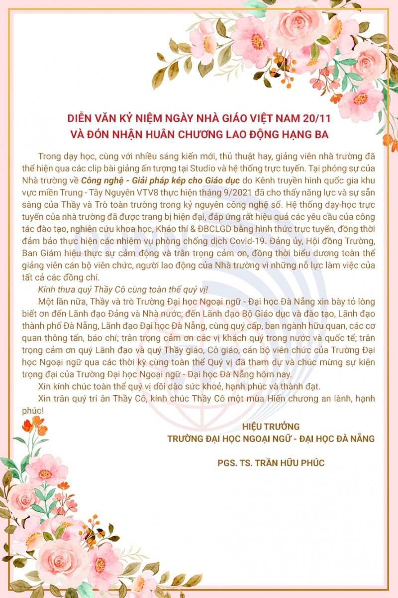 Trường Đại học Ngoại ngữ, ĐH Đà Nẵng đón nhận Huân chương lao động hạng Ba - Ảnh minh hoạ 8