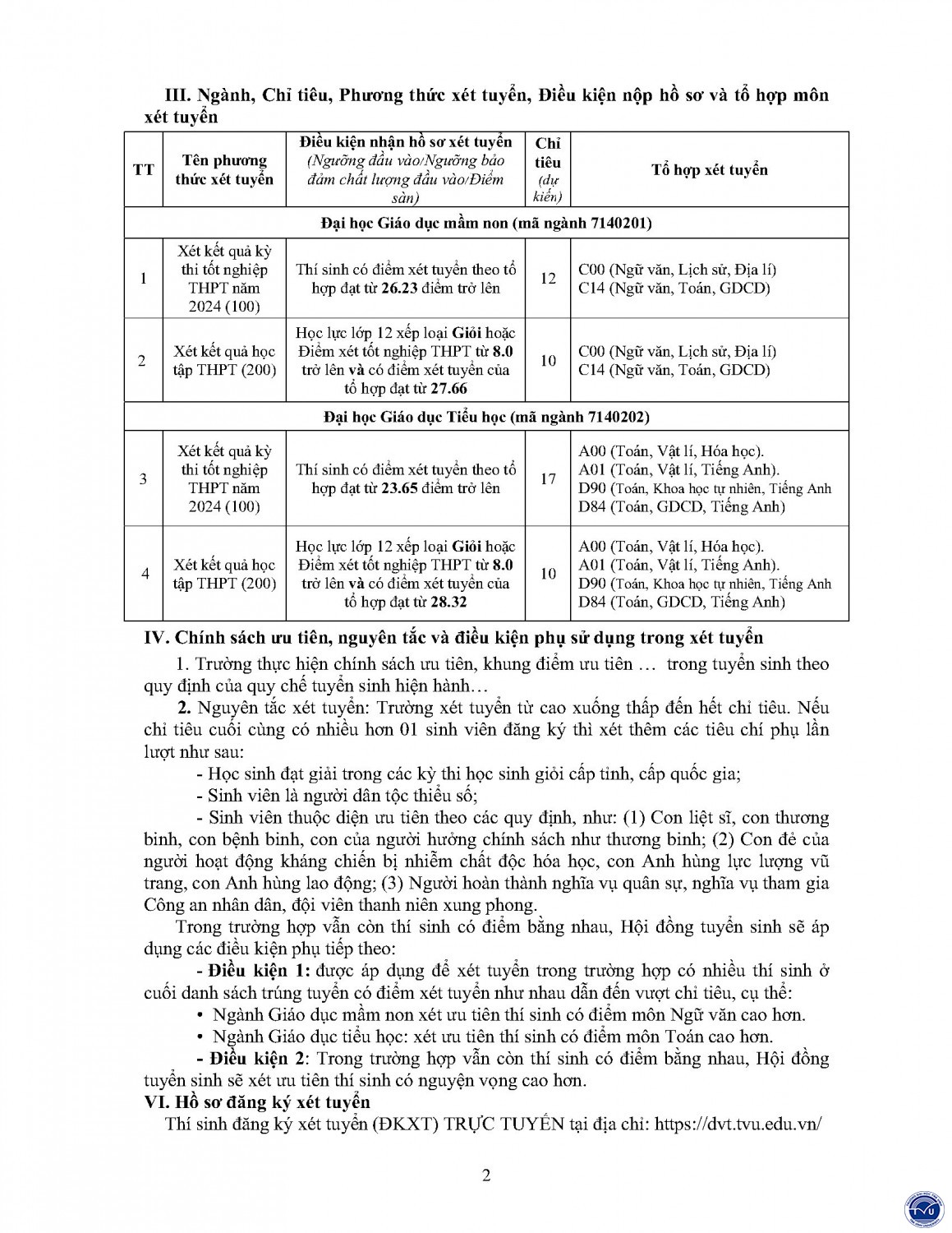 tb tuyen sinh dat hang 116 sp 2024 bo sung page2